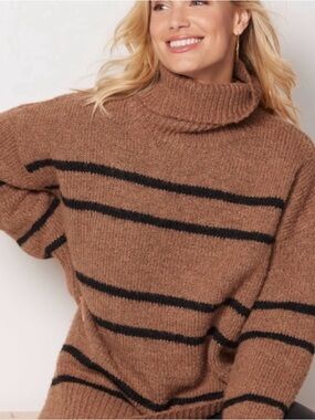 Line & Dot Veronica Striped Turtleneck Sweater